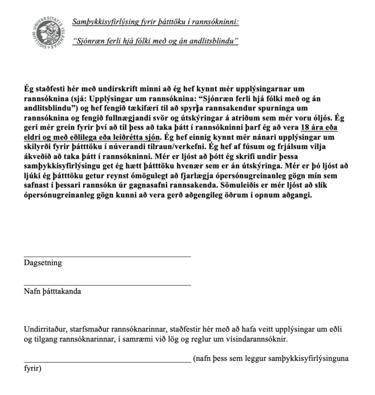 Samþykkisyfirlýsing – Icelandic Vision Lab